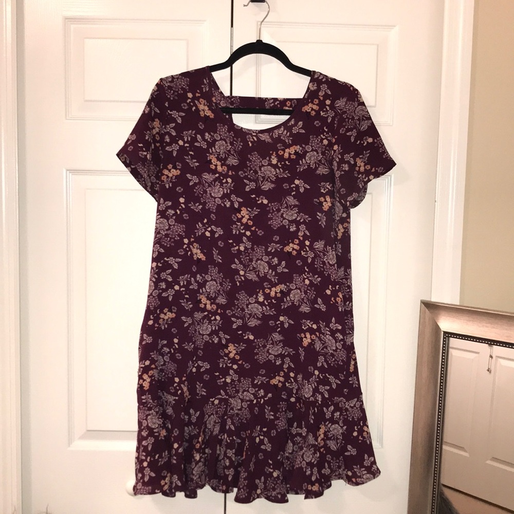 Burgandy Floral Shift Dress